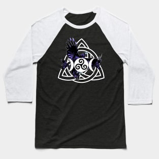 Purple Raven Morrigan Symbol with Moon and Triquetra Baseball T-Shirt